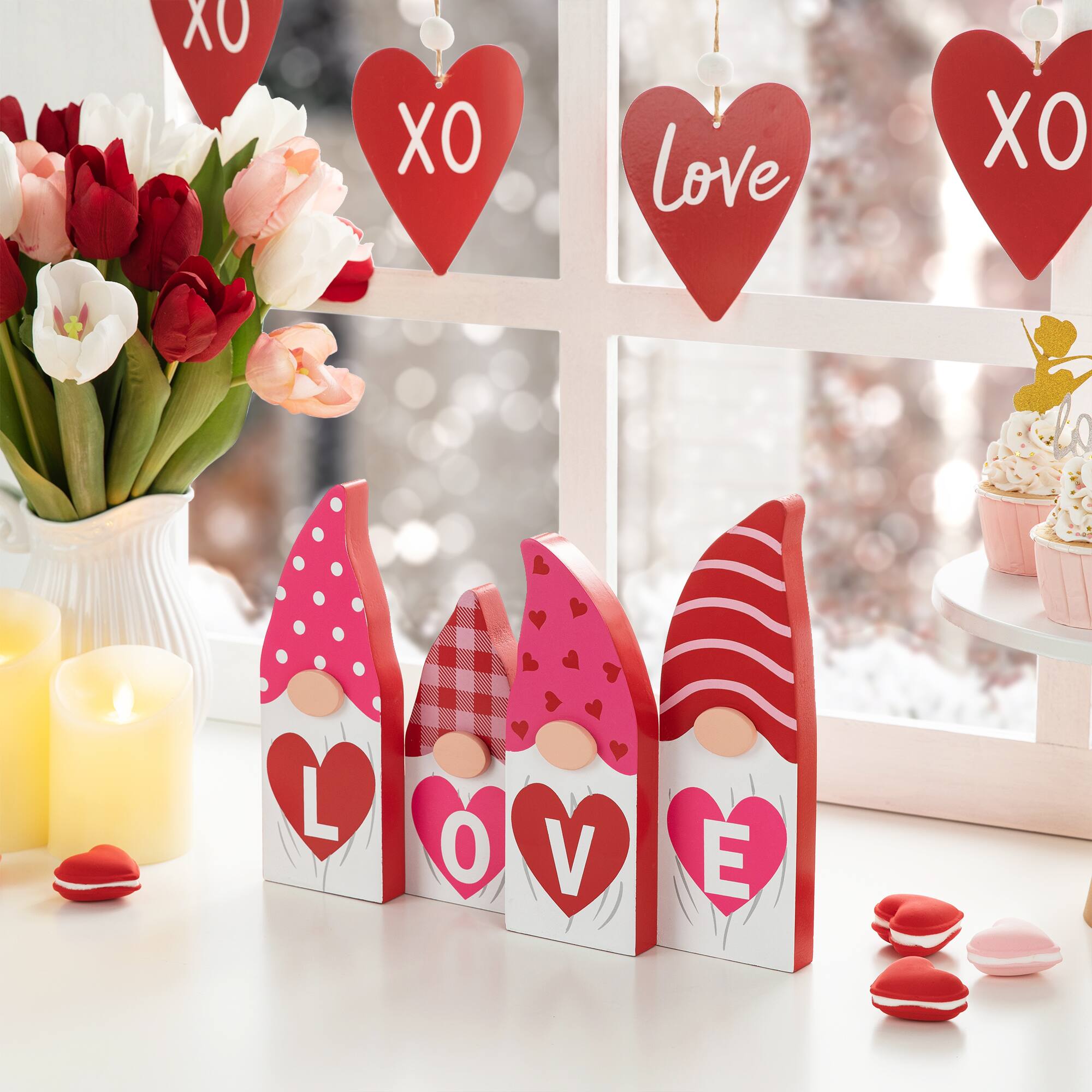 Glitzhome® 11" Valentine's Love Wooden Gnome Table Decor